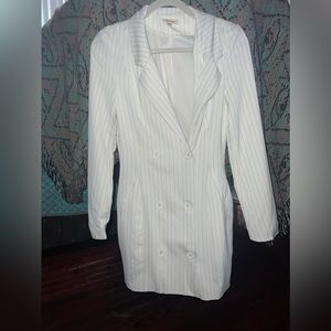 White and Black stripe Tuxedo Dress by The Sang